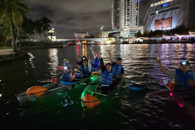 L.E.D. Light Kayak Miami City Lights - Along the Miami River Toward Brickell City Centre
