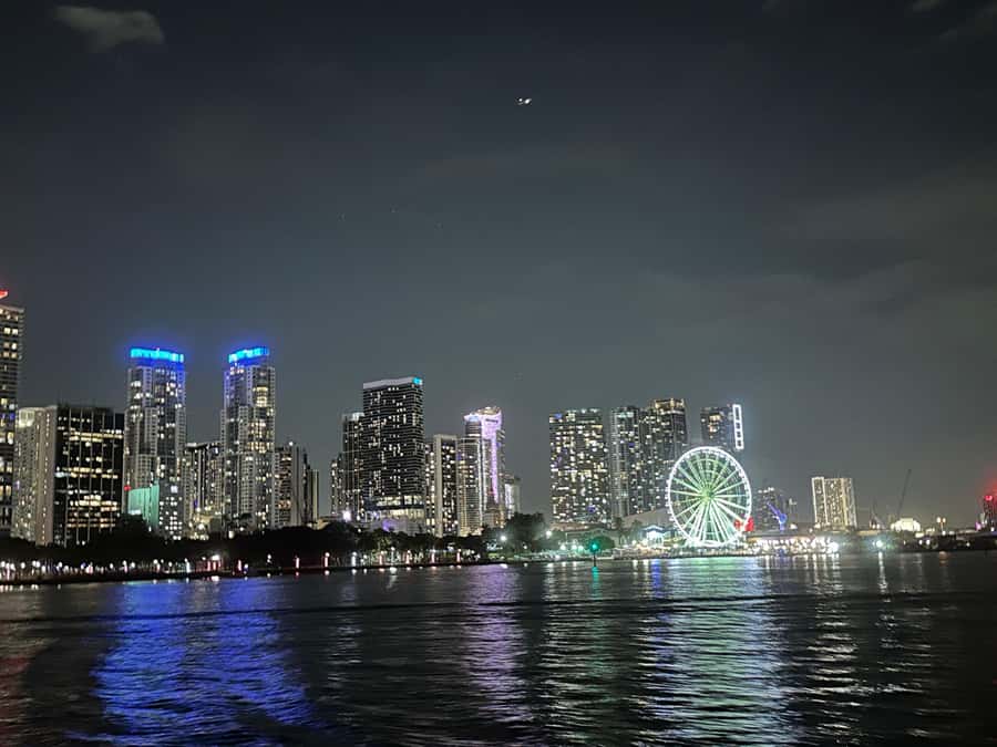 Miami Evening Boat Past Millionaire Homes on Water Taxi - Leaving Bayside Marketplace for Biscayne Bay